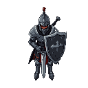 knight with sword and shield in dark fantasy style, brutal