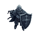 knight with sword and shield in dark fantasy style brutal full height