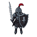 knight with sword and shield in dark fantasy style, brutal