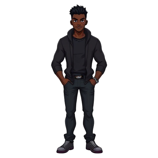 handsome black male early 30s with purple eyes