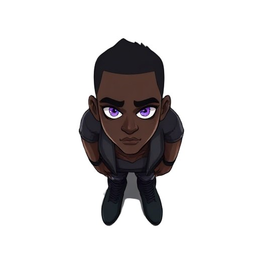 handsome black male early 30s with purple eyes