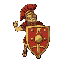 roman legionnaire holding his shield out