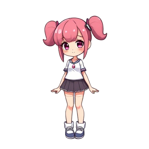chica con mini falda rosa pelo rosa estilo anime