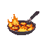 a frying pan on which food is cooked and the food burns