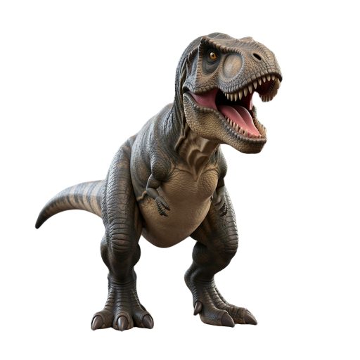 crie um tiranossauro rex bem realista em pé 
