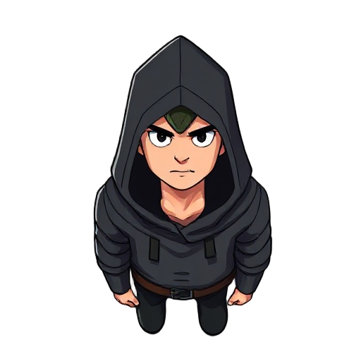 a man in a black hood