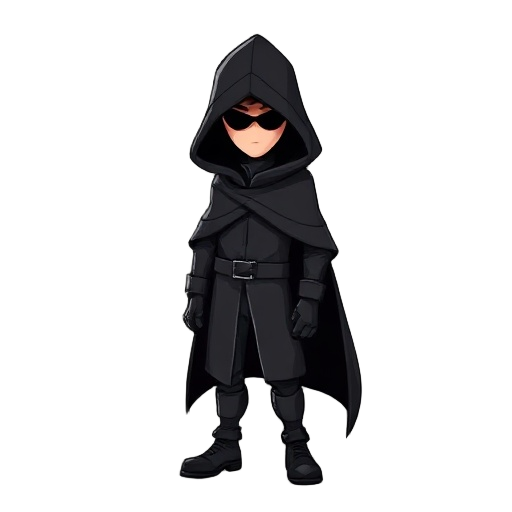 a dark shady character wear detective type black cloak which hides his face