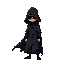 a shady character in dark cloak which hides his face and the cloak always moves in the wind