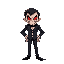 a butler with red eyes and an evil laugh