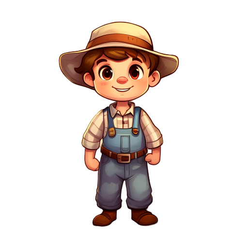 a cute farmboy for a cozy farm video game