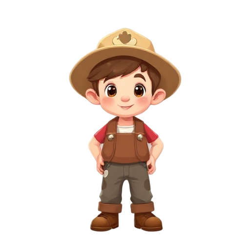 a cute farmboy for a cozy farm video game