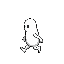 draw me a white monster without eyes in a walking position from the side perspective
