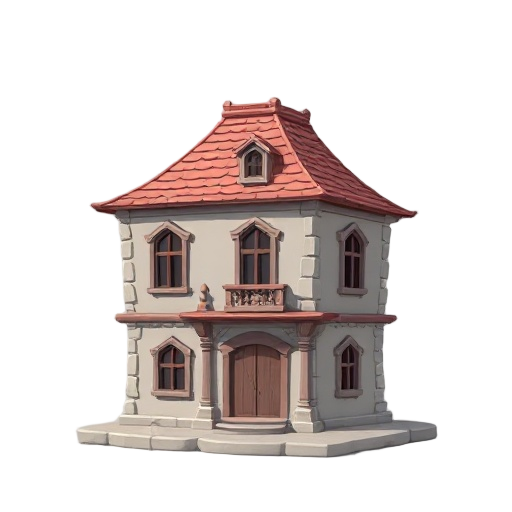 flat view  old building for 2d game platform