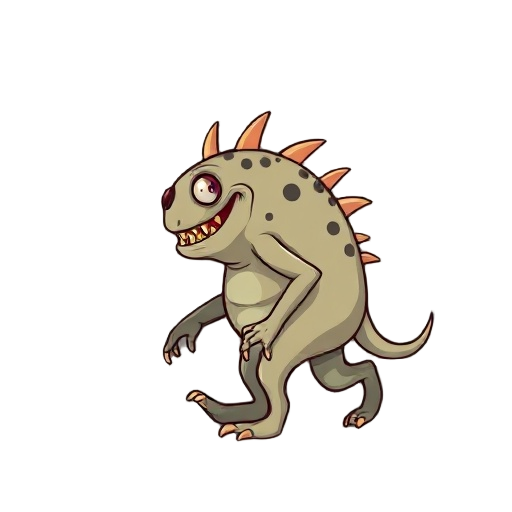 side view walking pos  old  animal monster black background 