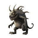 side view walking pos  old  animal monster black background 