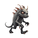 side view walking pos  old  animal monster black background 