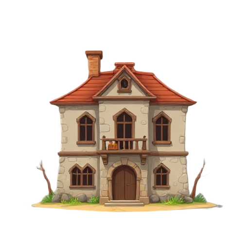 flat view  old building for 2d game platform