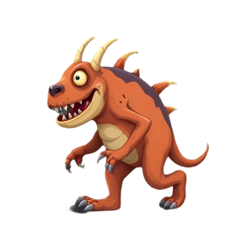 side view walking pos  old  animal monster black background 