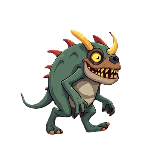 side view walking pos  old  animal monster black background 