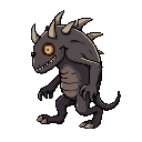 side view walking pos  old  animal monster black background 