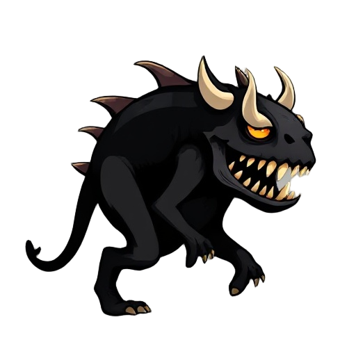 side view walking pos  old  animal monster black background 