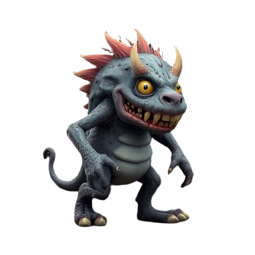 side view walking pos  old  animal monster black background 
