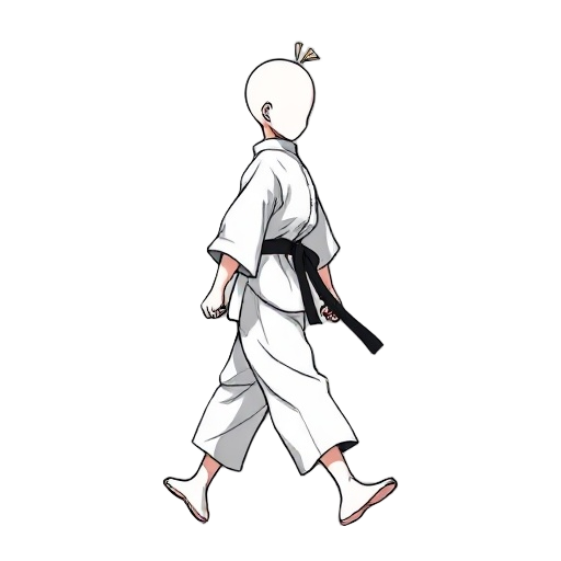 draw me a white, eyeless rika from jujutsu kaisen in a walking pose from the side view.