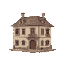 flat view  old building for 2d game platform