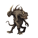 side view walking pos  old  animal monster black background 
