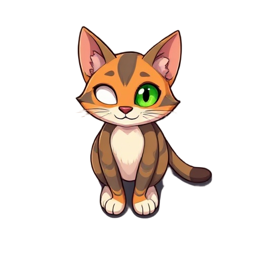 gato com pelos laranjas e azuis, olho verde.