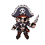 a top down pirate, sidescroller character, snes style