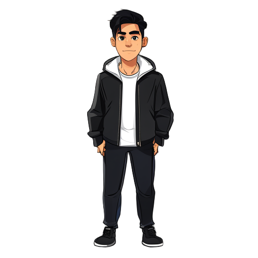 guy with black jacket and white shirt 