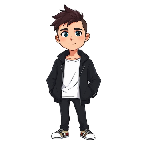 guy with black jacket and white shirt 