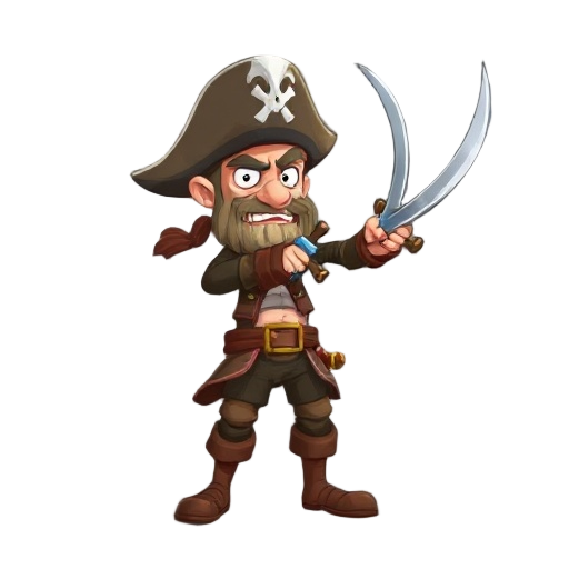 pirate making a slashing attack with his cutlass