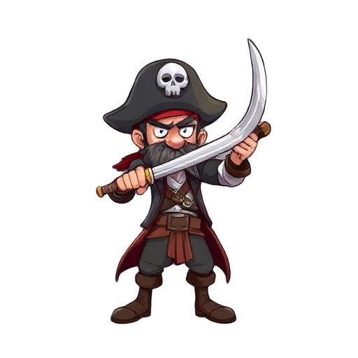 pirate making a slashing attack with his sword.