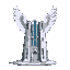 an angel inspired by brutalist architecture