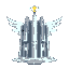 an angel inspired by brutalist architecture