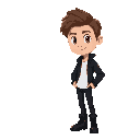 adult man, mid brown hair, white shirt, black jacket, black pants and black combat boots