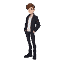 adult man, mid brown hair, white shirt, black jacket, black pants and black combat boots