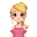 girl with blonde hair ponytail pink dress