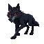 a black wolf, with shining red eyes running foward
