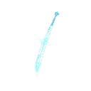 glowing energy sword materialized from light by a goddess. the sword has the shape of a blade but no traditional details, made entirely of radiant energy. the sword emits a soft glow and sparks of light, floating in mid-air."