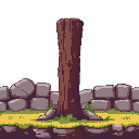 create a pixel art sprite of an old iron post for a casual video game.