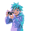 a anime style portrait of a character holding a camera in front