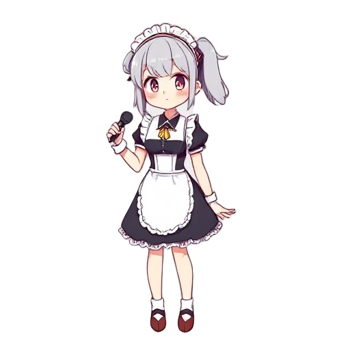 friday night funkin style, left hand mic, giri, maid costume 