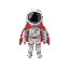 scifi minimal astronaut pilot, wearing a red garments of cloth as cape, pastel color palete