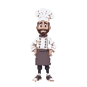 a chef, full body, 3-head-body-proportion 