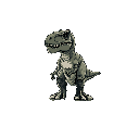 a t-rex at eye level perspective, anatomy accurate, facing left, 