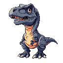 a t-rex at eye level perspective and facing east