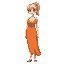 1girl, 35 years old female, blonde hair, ponytail, orange summer dress, deep cleavage, rpgmakermv